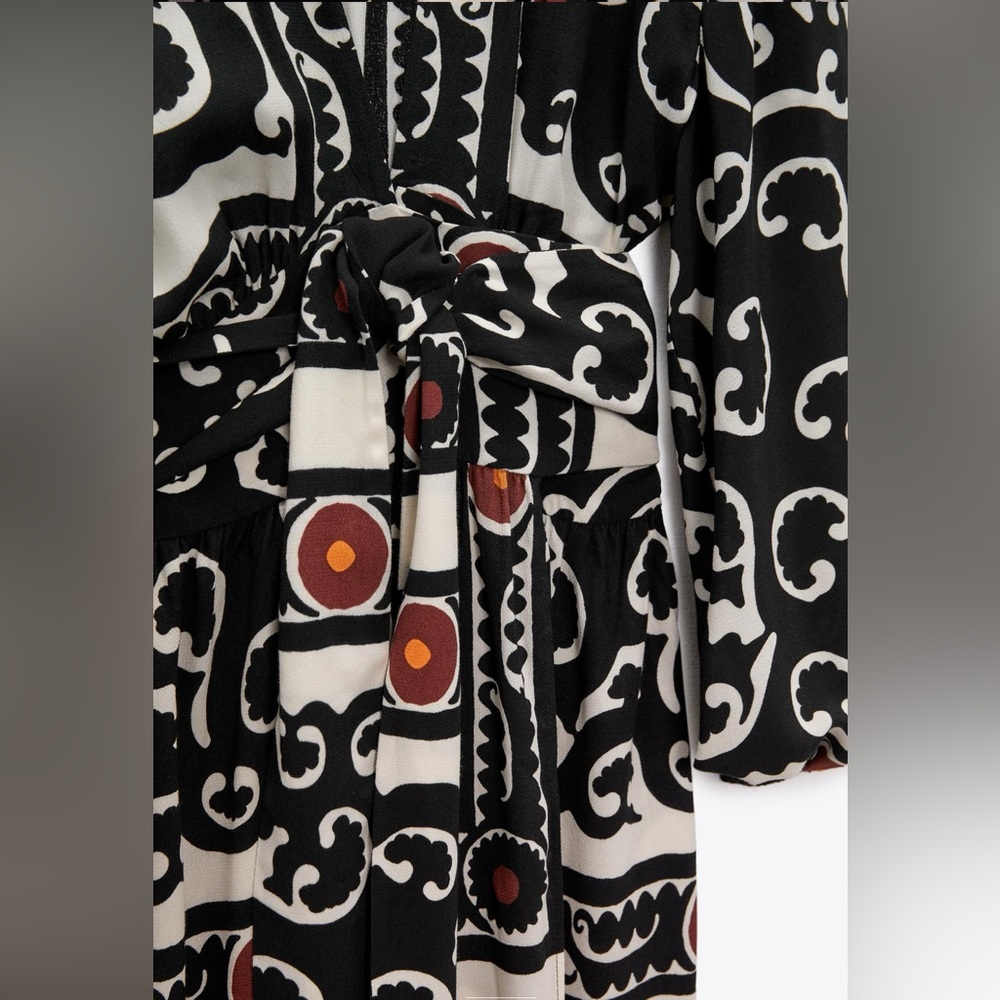 Zara Printed Wrap Dress SMALL NWT - Picture 6 of 7